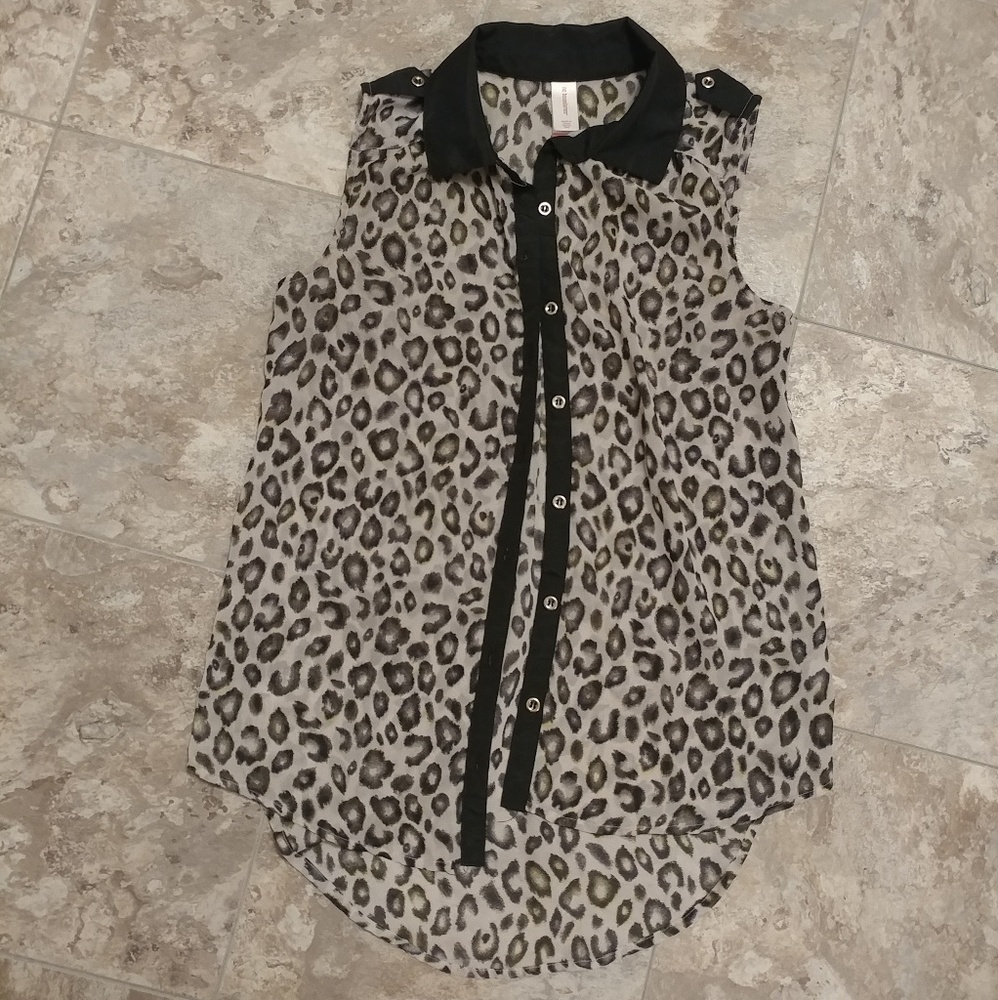 Cheetah print button up blouse